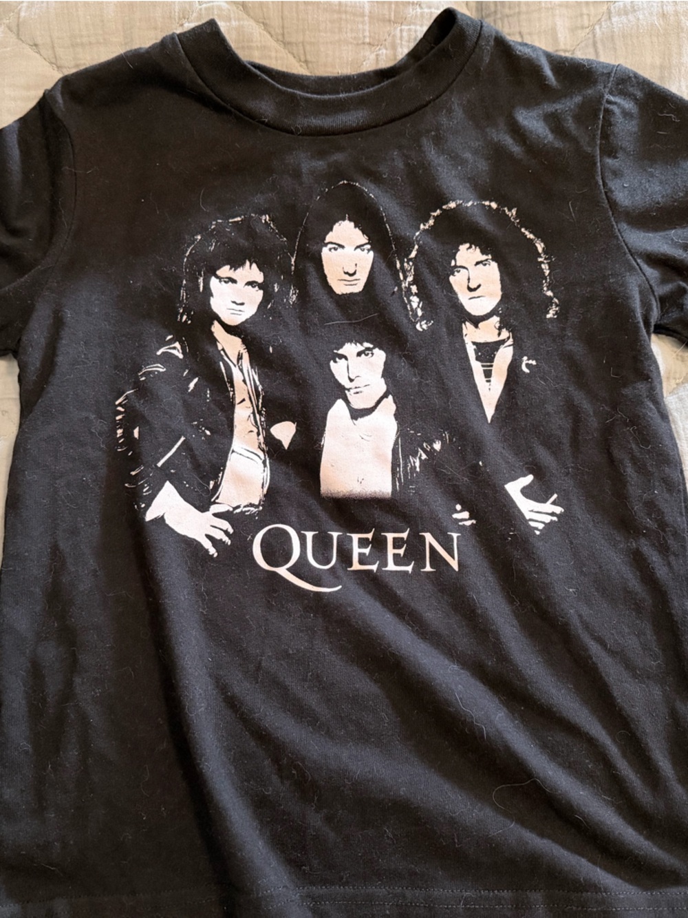 Black Queen Band Graphic Tee with White Print